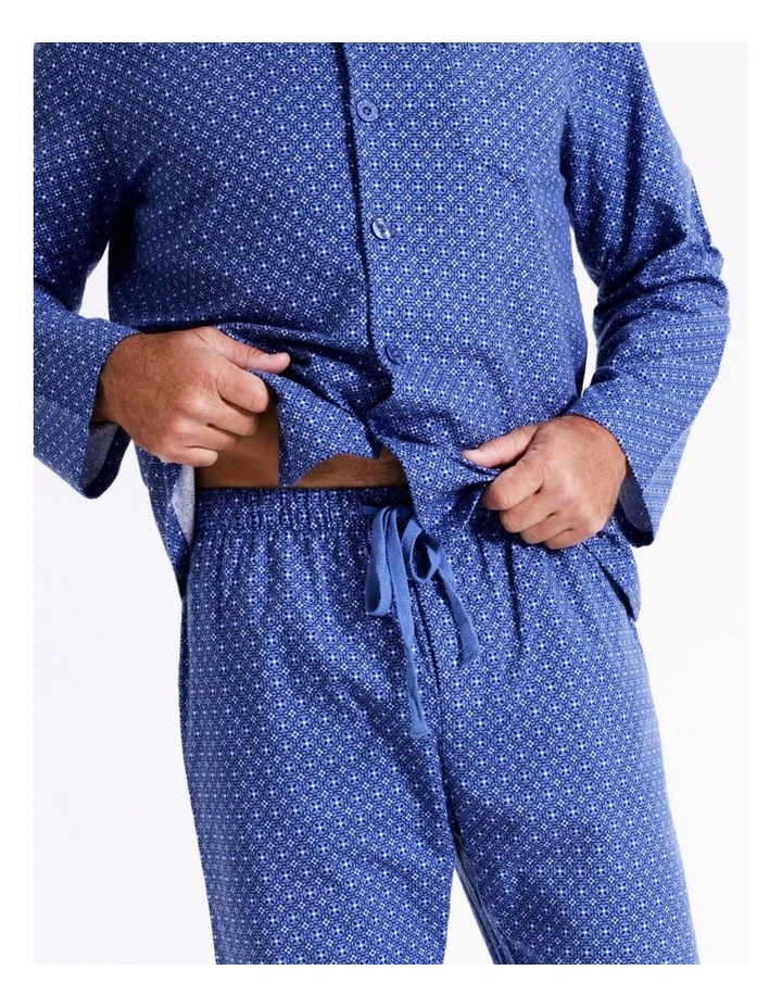 Essentials Long Sleeve Flannelette PJ Set In Denim 6 Essentials Long Sleeve Flannelette PJ Set In Denim - Image 4