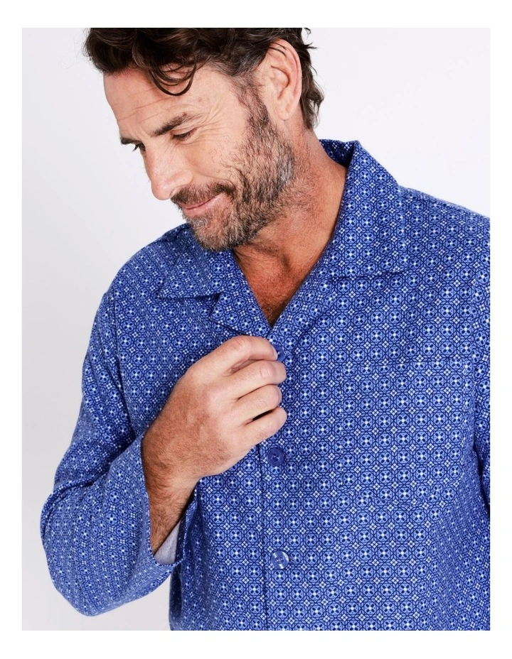 Essentials Long Sleeve Flannelette PJ Set In Denim 7 Essentials Long Sleeve Flannelette PJ Set In Denim - Image 5