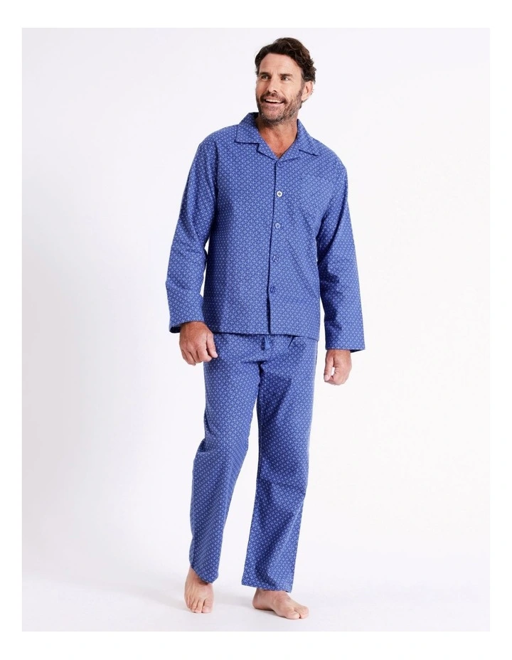 Essentials Long Sleeve Flannelette PJ Set In Denim 8 Essentials Long Sleeve Flannelette PJ Set In Denim - Image 6