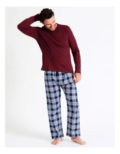Essentials Long Sleeve Tee & Flannelette Pant PJ Set In Modern Check