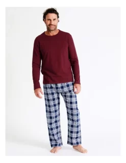 Essentials Long Sleeve Tee & Flannelette Pant PJ Set In Modern Check -Men Clothing Store 963388720 4 720x928