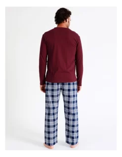 Essentials Long Sleeve Tee & Flannelette Pant PJ Set In Modern Check -Men Clothing Store 963388720 5 720x928