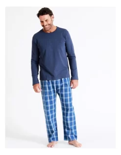 Essentials Long Sleeve Tee & Poplin Pant PJ Set In Classic Check