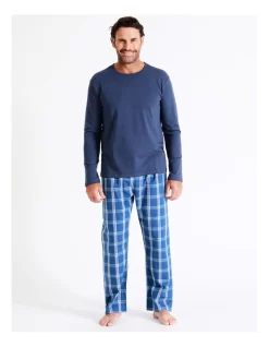 Essentials Long Sleeve Tee & Poplin Pant PJ Set In Classic Check -Men Clothing Store 963389260 3 720x928