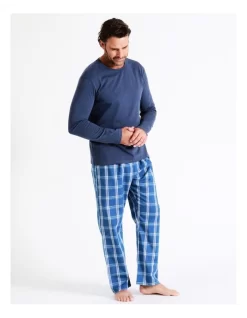Essentials Long Sleeve Tee & Poplin Pant PJ Set In Classic Check -Men Clothing Store 963389260 5 720x928