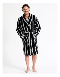 Shawl Stripe Robe In Black
