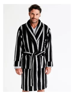 Shawl Stripe Robe In Black 10 Shawl Stripe Robe In Black -Men Clothing Store 963389620 4 720x928