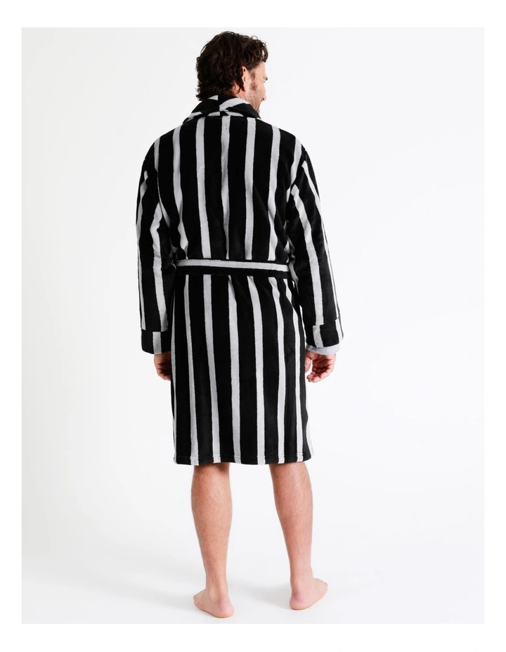 Shawl Stripe Robe In Black 7 Shawl Stripe Robe In Black - Image 5