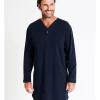 Long Sleeve Knit Niteshirt In Navy -Men Clothing Store 963389800 1 720x928