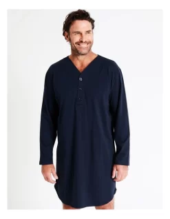 Long Sleeve Knit Niteshirt In Navy