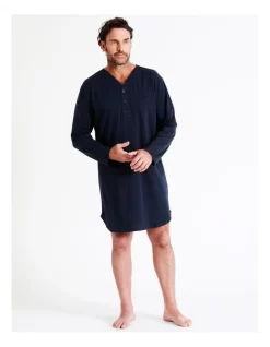 Long Sleeve Knit Niteshirt In Navy -Men Clothing Store 963389800 4 720x928