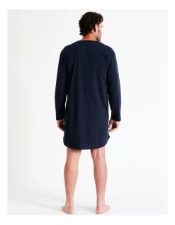 Long Sleeve Knit Niteshirt In Navy -Men Clothing Store 963389800 5 720x928
