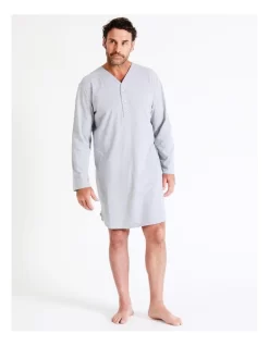 Long Sleeve Knit Niteshirt In Grey Marle -Men Clothing Store 963389890 3 720x928