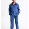 Long Sleeve Sateen Cotton PJ Set In Pinspot -Men Clothing Store 963389980 1 720x928