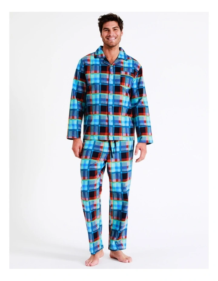 Long Sleeve Flannelette PJ Set Fun Check In Assorted 3 Long Sleeve Flannelette PJ Set Fun Check In Assorted