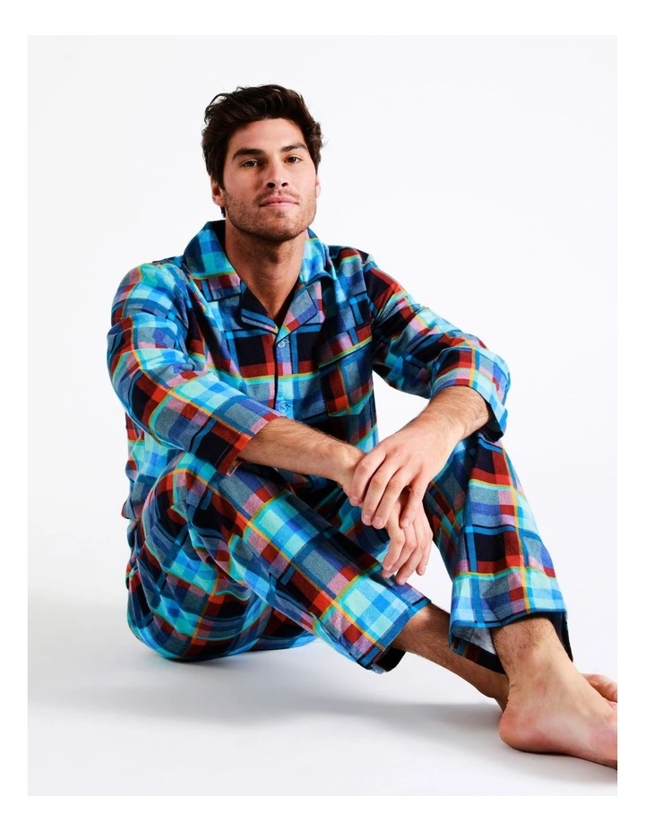 Long Sleeve Flannelette PJ Set Fun Check In Assorted 4 Long Sleeve Flannelette PJ Set Fun Check In Assorted - Image 2