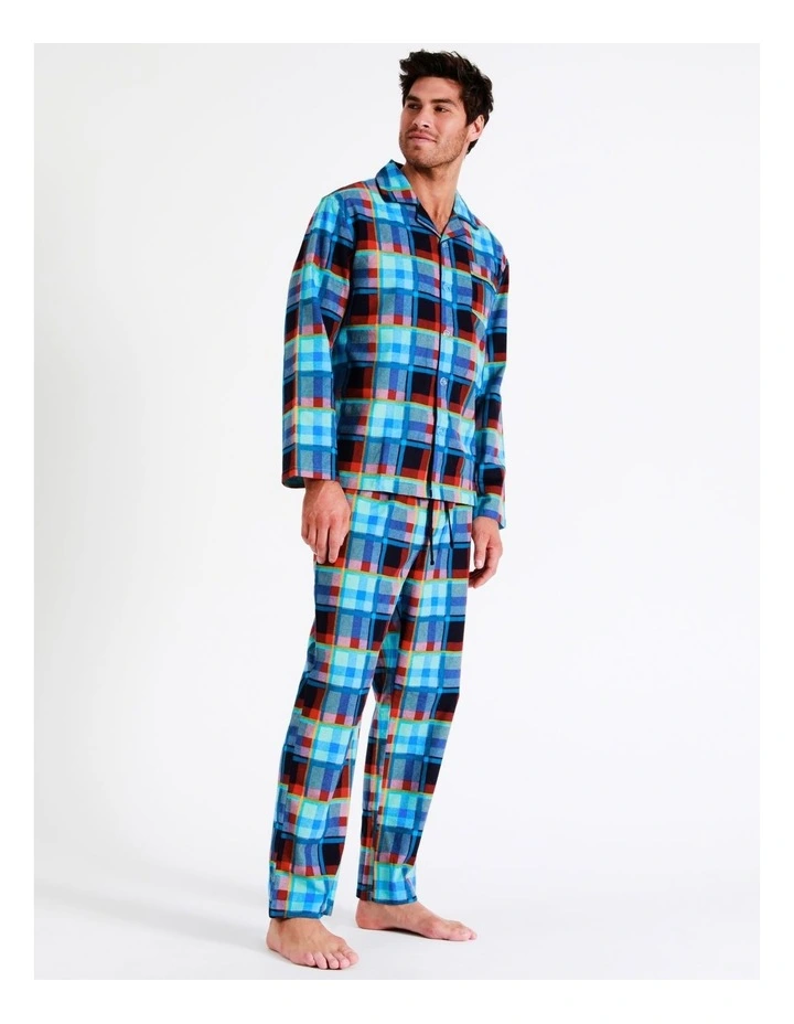 Long Sleeve Flannelette PJ Set Fun Check In Assorted 6 Long Sleeve Flannelette PJ Set Fun Check In Assorted - Image 4