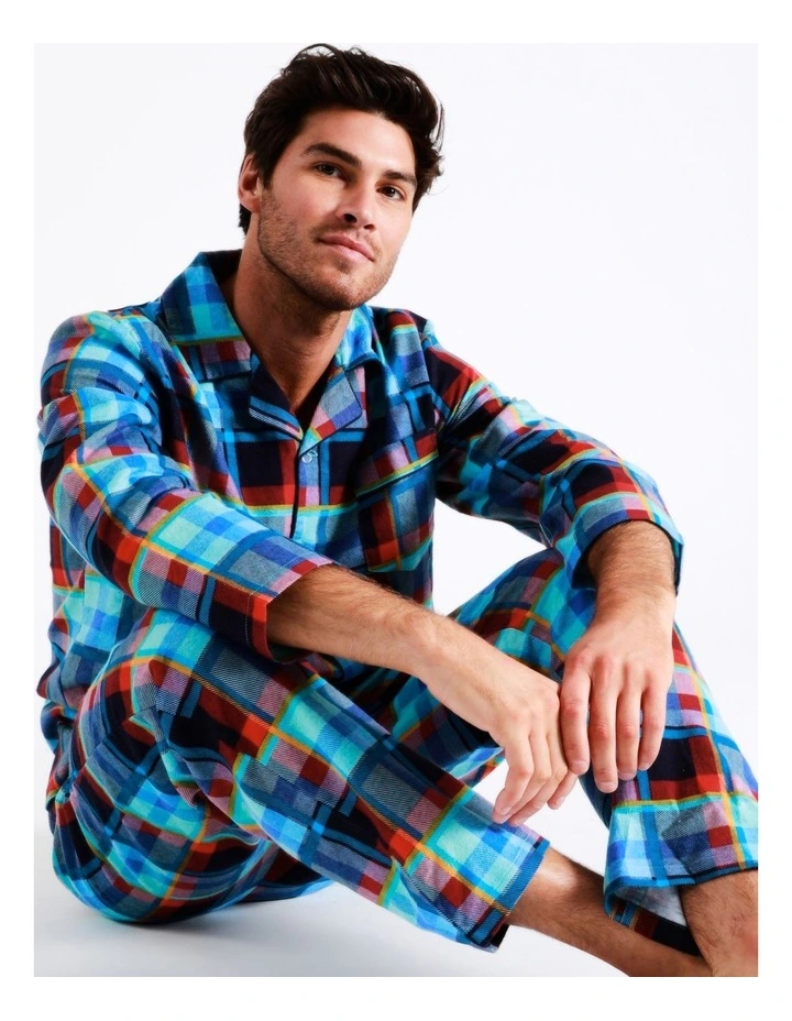 Long Sleeve Flannelette PJ Set Fun Check In Assorted 9 Long Sleeve Flannelette PJ Set Fun Check In Assorted - Image 7