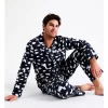 Mens Pyjama Set In Midnight Animal Clouds Print -Men Clothing Store 963390790 1 720x928
