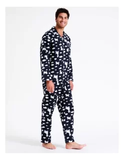 Mens Pyjama Set In Midnight Animal Clouds Print -Men Clothing Store 963390790 3 720x928
