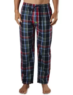 Deep Water Check Bamboo Sleep Pants In Navy