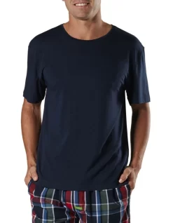 Short Sleeve Bamboo Sleep Tee In Navy -Men Clothing Store 964802260 4 720x928