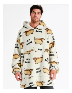 Hot Dawg Oversized Sleep Hoodie In Grey -Men Clothing Store 965972620 3 720x928