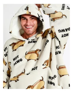 Hot Dawg Oversized Sleep Hoodie In Grey -Men Clothing Store 965972620 6 720x928