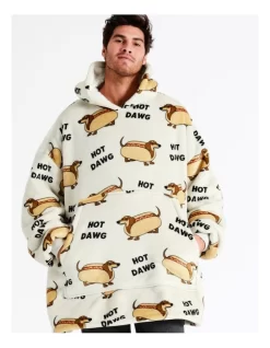 Hot Dawg Oversized Sleep Hoodie In Grey -Men Clothing Store 965972620 7 720x928