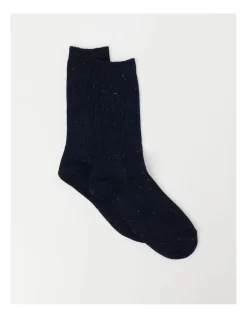 Men Clothing Store 33 1 Pair Ribbed Boot Crew Length Socks In Navy