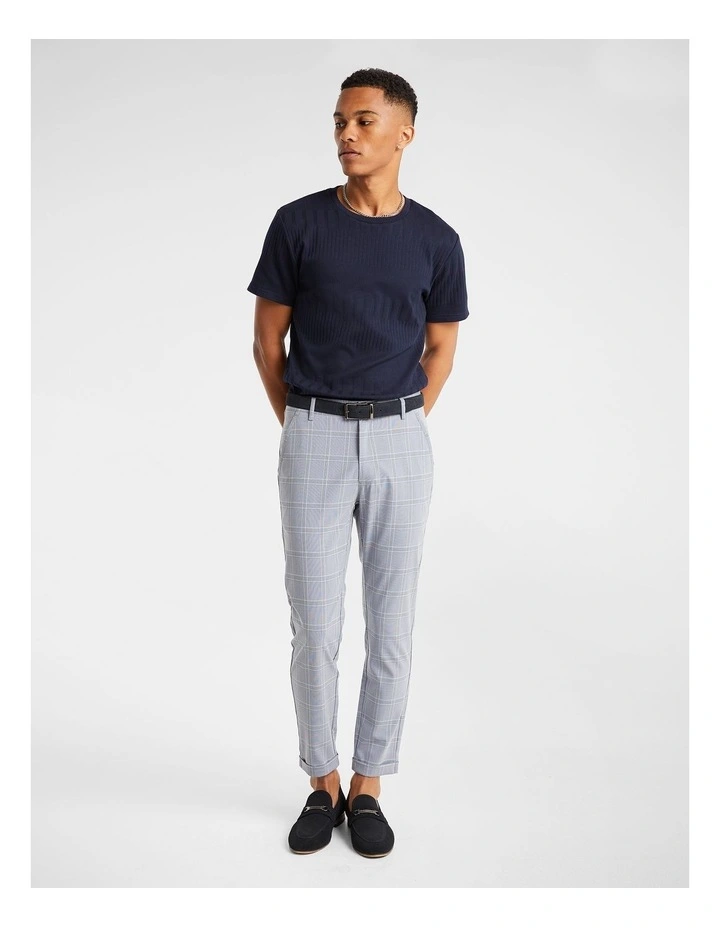 Tobi Check Slim Cropped Chino In Blue 7 Tobi Check Slim Cropped Chino In Blue - Image 5