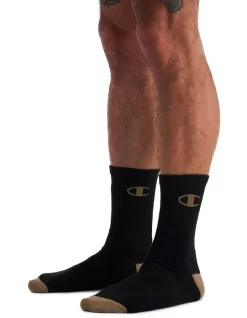Champion C Logo Crew Socks 3-Pack In Black -Men Clothing Store 968398750 5 720x928
