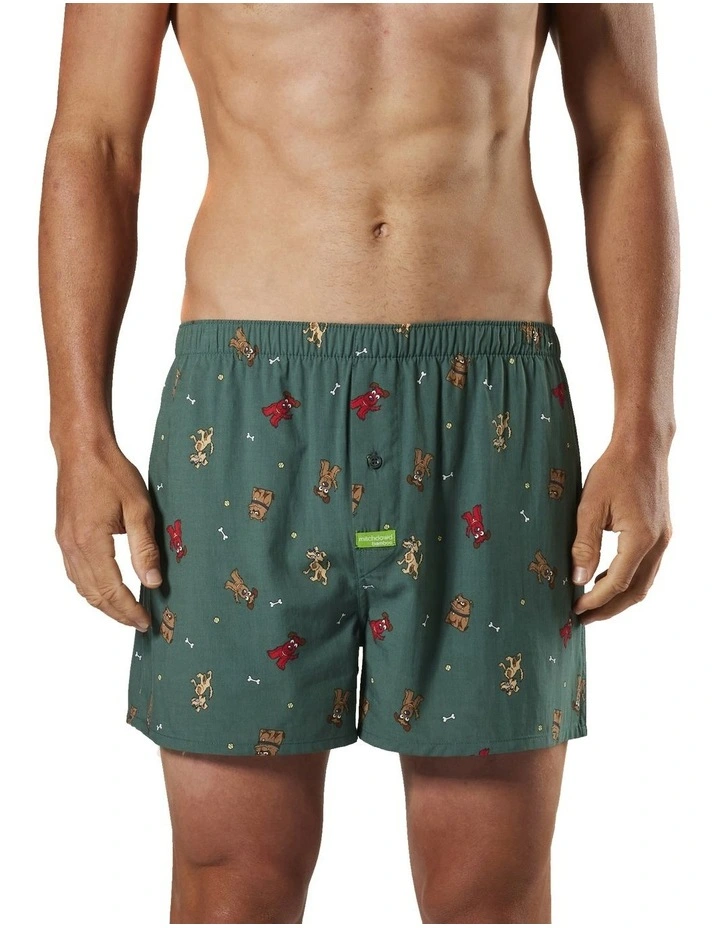 Men's Good Dog Bamboo Boxer Short In Green 3 Men's Good Dog Bamboo Boxer Short In Green