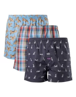 Men Clothing Store 43 3 Pack Airedales & Scotties Cotton Boxer Short In Multi