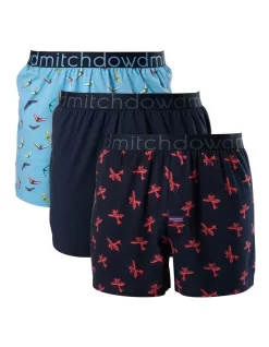 3 Pack Biplanes & Hang Gliders Cotton Loose Fit Knit Boxers In Multi