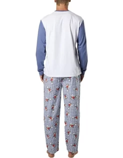 I'm Late Mens Tee And Flannelette Pant PJ Set In Blue -Men Clothing Store 970949530 3 720x928