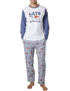 I'm Late Mens Tee And Flannelette Pant PJ Set In Blue -Men Clothing Store 970949530 4 720x928