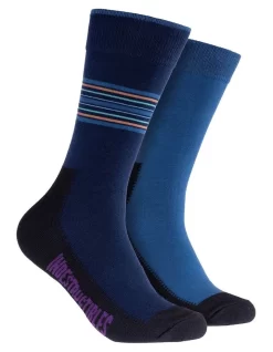 Men Clothing Store 37 2 Pack Plain Cotton Indestructibles Crew Socks In Blue