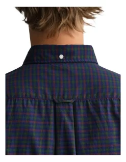 Gant Gingham Twill Long Sleeve Shirt In Forest Green -Men Clothing Store 974189980 3 720x928
