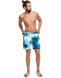 URBAN CLASSICS Pattern Swim Shorts In Blue -Men Clothing Store 974336050 4 720x928
