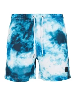 URBAN CLASSICS Pattern Swim Shorts In Blue -Men Clothing Store 974336050 5 720x928