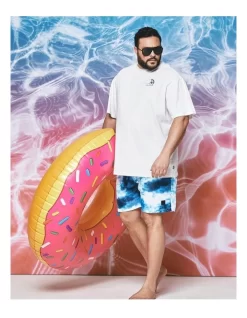 URBAN CLASSICS Pattern Swim Shorts In Blue -Men Clothing Store 974336050 7 720x928