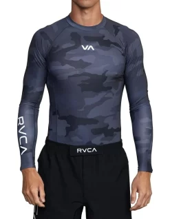 RVCA VA Sport Long Sleeve Rashguard In Black Camo