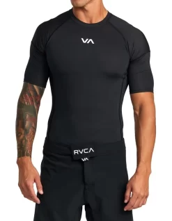 RVCA VA Sport Short Sleeve Rashguard In Black