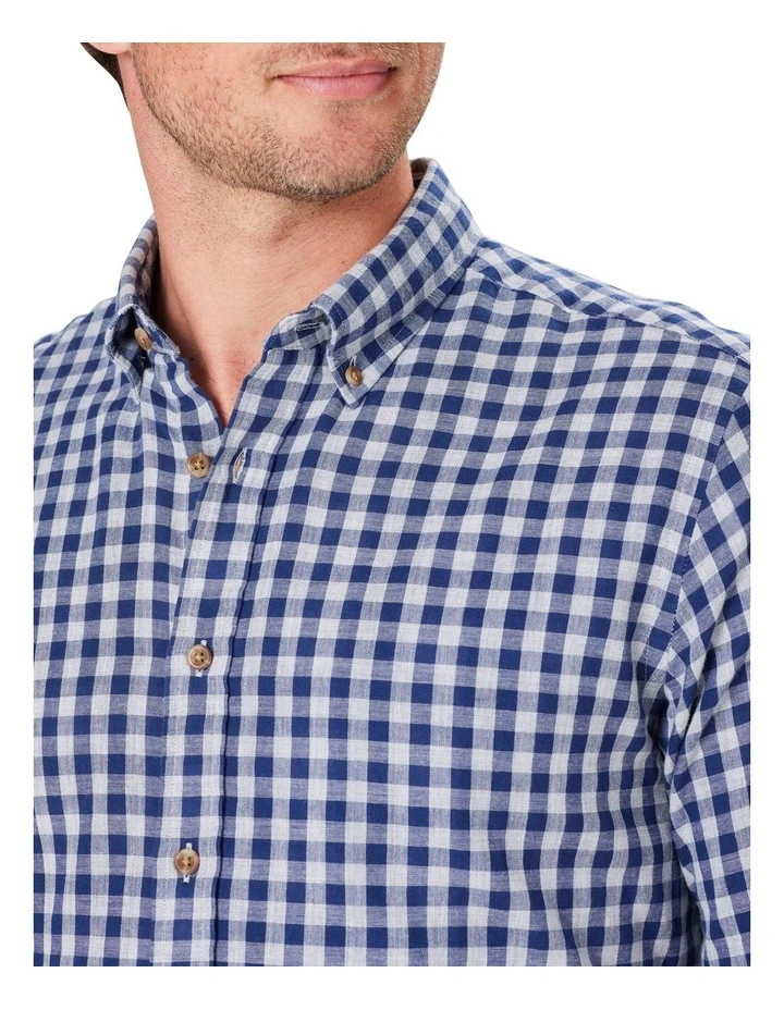 Double Faced Gingham Long Sleeve Shirt In Light Grey 5 Double Faced Gingham Long Sleeve Shirt In Light Grey - Image 3