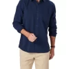 Authentic Twill Long Sleeve Shirt In Navy -Men Clothing Store 978391450 1 720x928