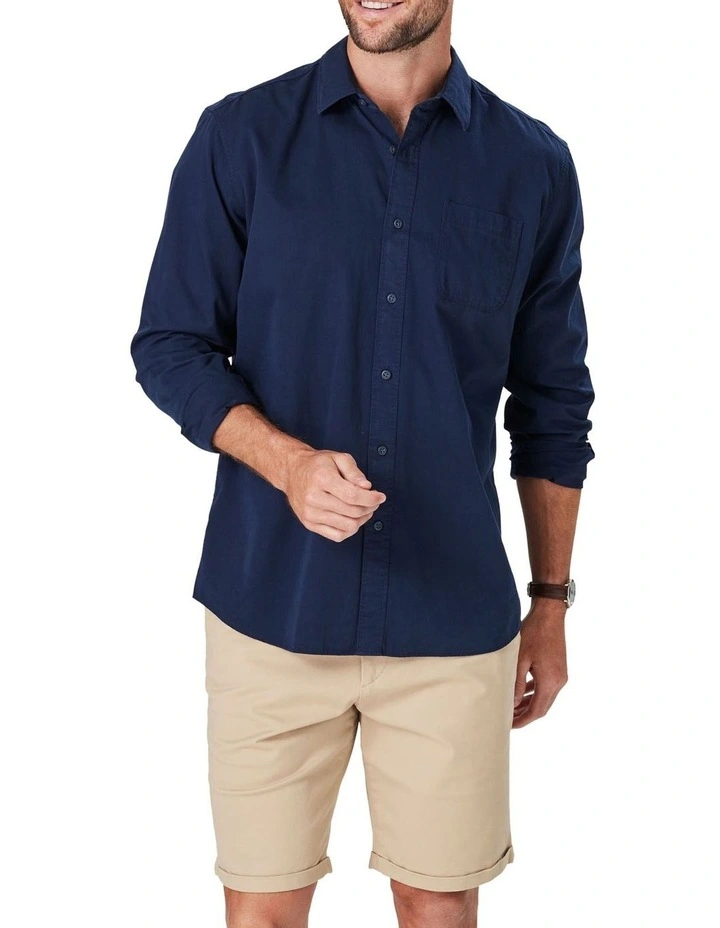 Authentic Twill Long Sleeve Shirt In Navy 2 Authentic Twill Long Sleeve Shirt In Navy