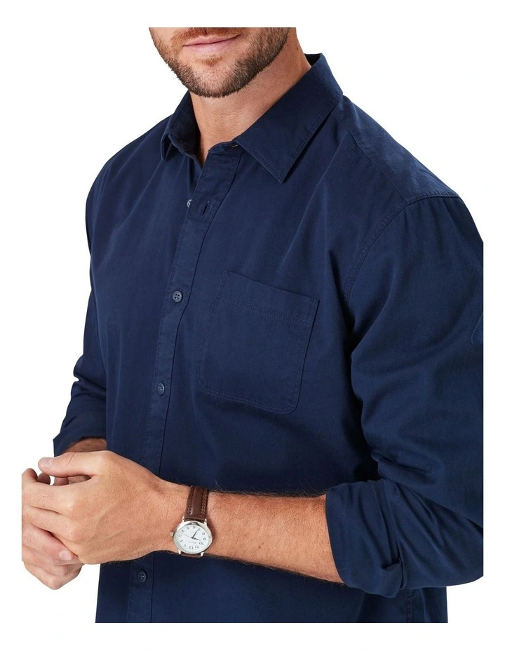 Authentic Twill Long Sleeve Shirt In Navy 4 Authentic Twill Long Sleeve Shirt In Navy - Image 3
