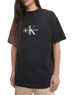Calvin Klein Jeans Archival Monologo Oversized Tee In Black
