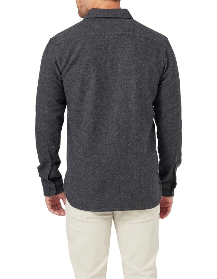 Oliver Long Sleeve Twill Overshirt In Charcoal 7 Oliver Long Sleeve Twill Overshirt In Charcoal - Image 5